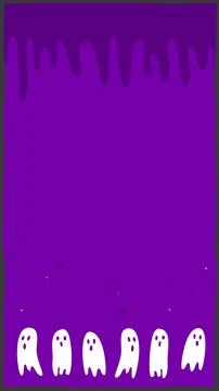 Vertical Cute Halloween Ghost Background Wallpaper (Purple, Black) Иллюстрация