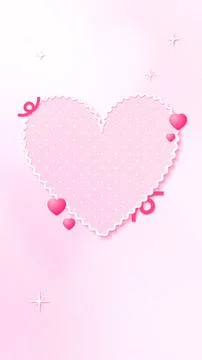 Vertical Cute Heart Frame Wallpaper with Soft Pink Gradient Stock Illustration