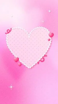 Vertical Cute Heart Frame Wallpaper with Deep Pink Gradient Stock Illustration