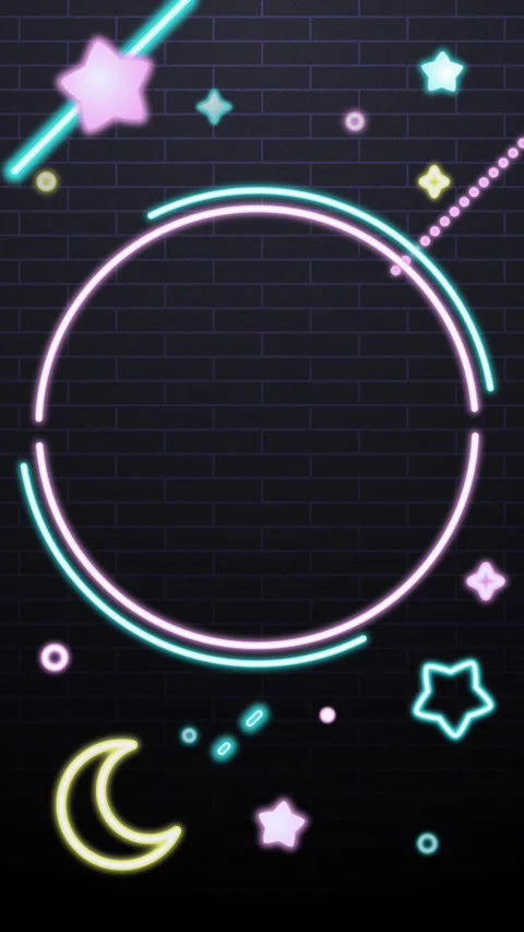 Vertical Cute Neon Circular Frame Background Stock Footage 327843202