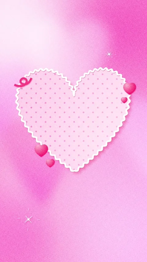Vertical Cute Textured Heart Frame Loop with Deep Pink Gradient Vidéo 334765487