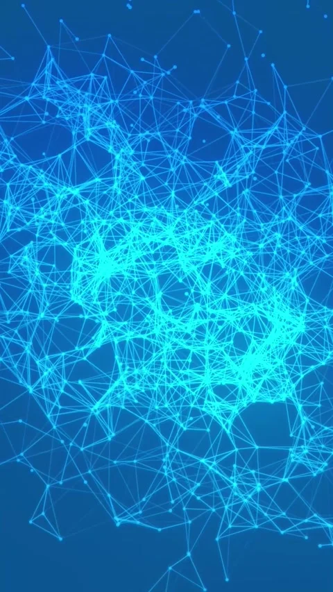 Vertical Cyan Plexus Network Nodes Digital Motion Loop Stock Footage 348262230
