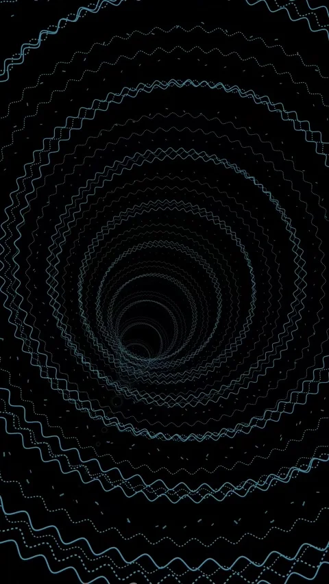 Vertical Cyan Zigzag Tunnel Hypnotic Tech Motion Loop Stockbeeldmateriaal 348258301