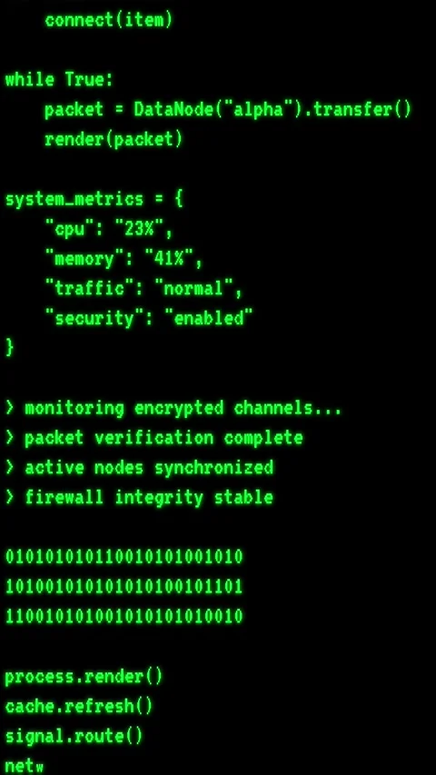 Vertical Cyber Security Code Terminal Background Stock Footage 336927245