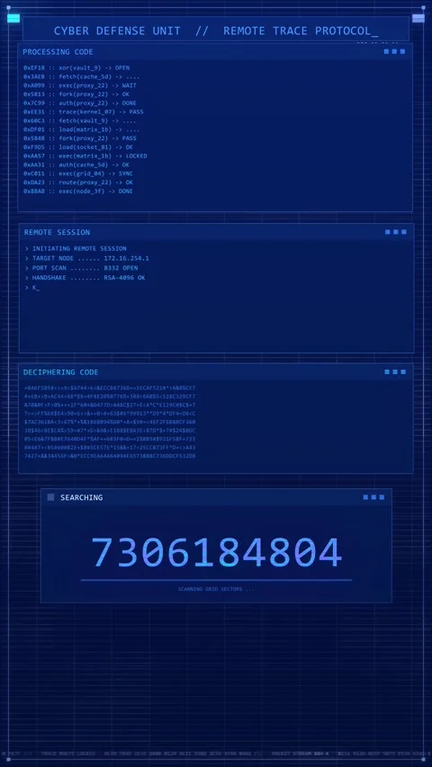Vertical Cyber Security HUD Interface Hacking Screen with Access Granted Stock Footage 341677135