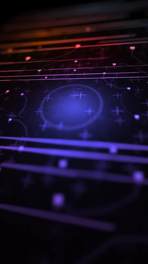 Vertical Cyber Security Interface Processing Artificial Intelligence Data Nodes Stock Footage 340863786