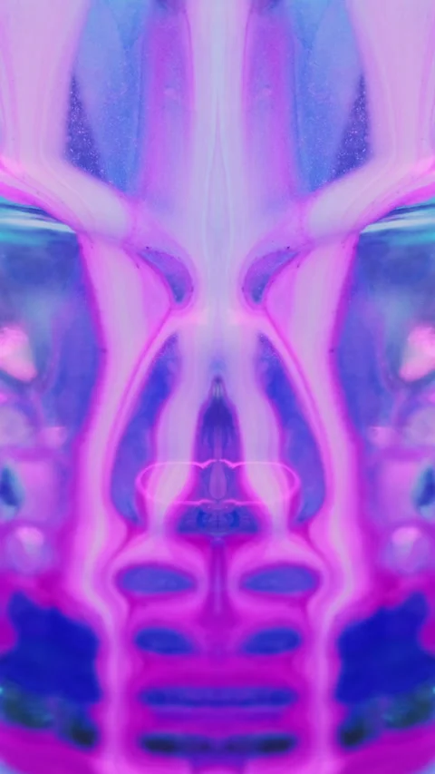 Vertical cyber skull neon liquid drip pink blue Stock-Footage 291603283