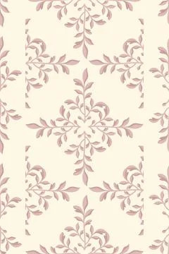 Vertical damask pattern with symmetrical floral motifs Illustrazione stock