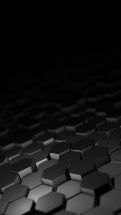 Vertical dark 3D hexagon surface in 4K 60fps loop, black modular depth, sof.. Stock Footage 336384311