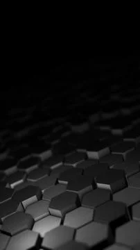 Vertical dark 3D hexagon surface with black modular depth, soft shadows, an.. Stock-Illustration