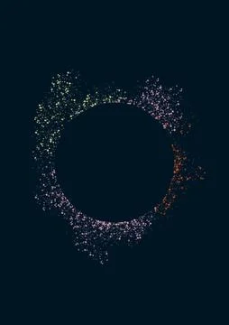 Vertical dark blue background with circle in the center on colored spots Stock Illustration
