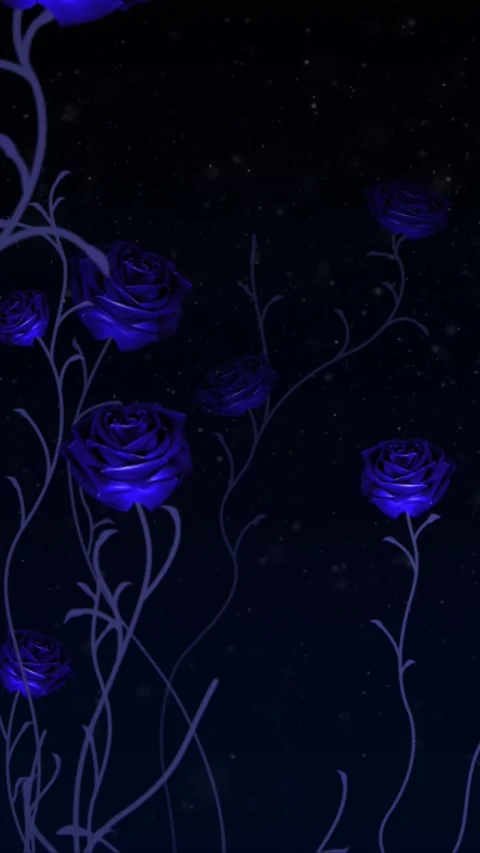 Vertical Dark Blue Roses and Particles Flight 4K Loop Video stock 312301959