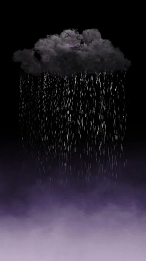 Vertical Dark Cloud with Lightning Spilling Raindrops 4K Loop Stock Footage 312238039