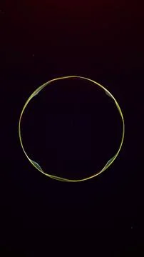 Vertical dark energy ring with green yellow glow, abstract futuristic orb f.. Stock Illustration