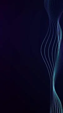 Vertical dark minimal background with blue and purple neon wave lines, smoo.. Illustrazione stock