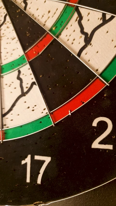 Vertical dartboard for playing darts. Playing darts throwing darts target. Stock Footage 346083010