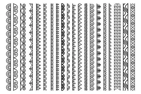 Vertical Decorative Border Line Patterns Vector Collection Stock Illustration