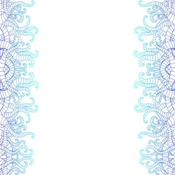Vertical decorative doodle seamlesspattern, in white background. Blue and dar Stock Illustration