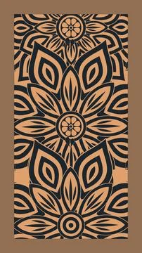A vertical decorative pattern combines peach and navy botanical shapes, lay.. Stock Illustration