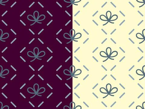 Vertical decorative seamless pattern. Graphic dash line grid, festive ribbon in Stock Illustration