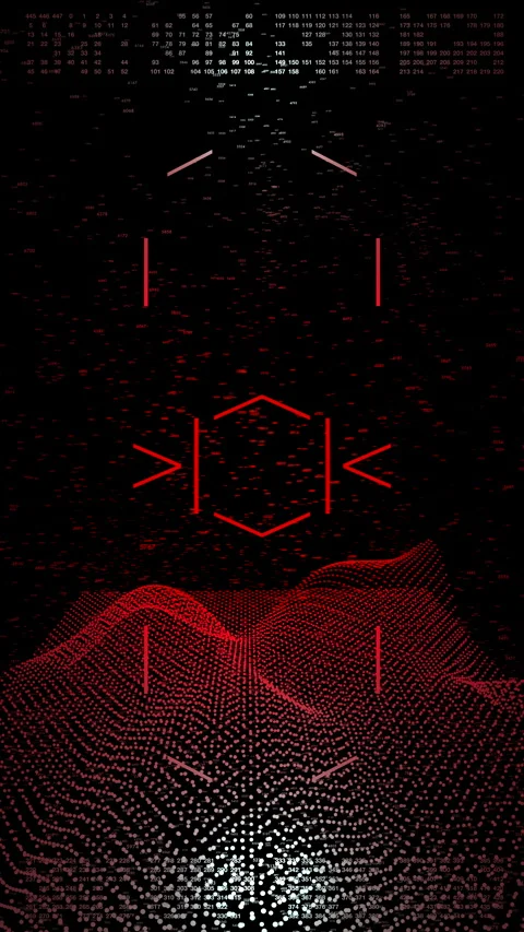Vertical Deep Learning Data Horizon with Artificial Intelligence HUD Targeting Stock Footage 336624184