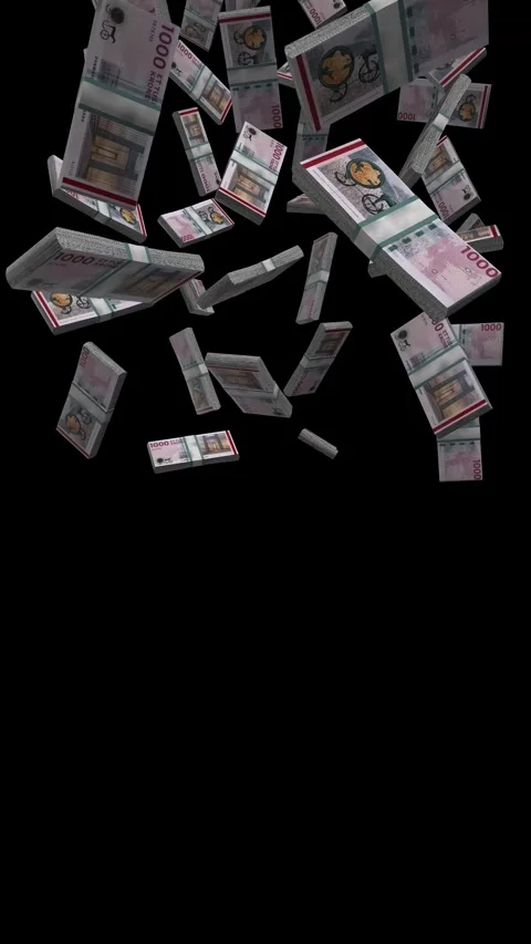 Vertical Denmark Kroner Money Falling Animation on Black Screen Vídeos de archivo 284250806