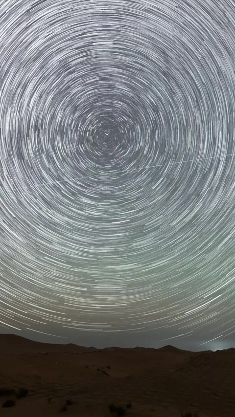 Vertical Desert Starry Night Sky Milky Way Galaxy Motion Timelapse Stock Footage 327672369