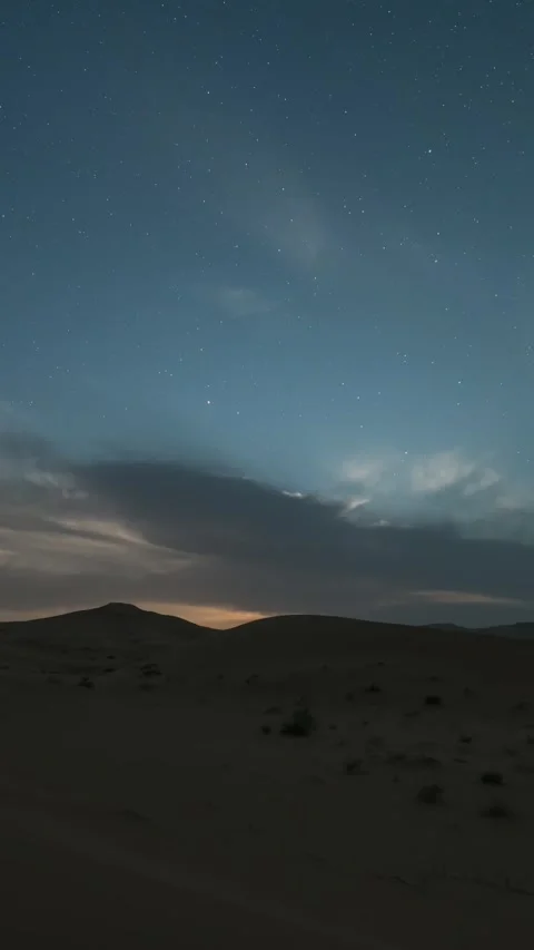 Vertical Desert Starry Night Sky Milky Way Galaxy Motion Timelapse Stock Footage 327672401