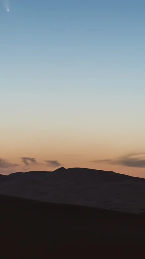 Vertical Desert Sunset to Comet Night Sky Falling Motion Timelapse Stock Footage 327672305