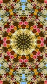 Vertical Design pattern made from photos of collrful flowers at a wedding Foto stock