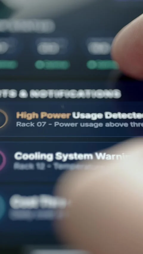 Vertical Device Performance Dashboard With Purple Charts And Metrics 4K Stock Footage 341861890