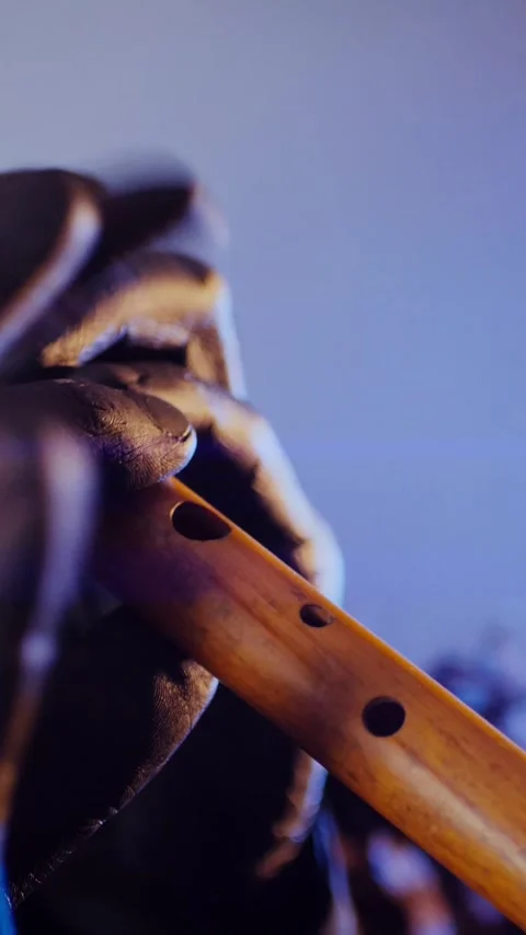 Vertical. The devil monster dances with RGB sticks in his hands. A mystical man Stock Footage 302732184