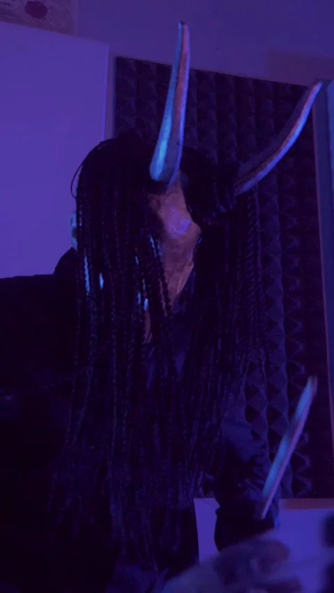 Vertical. The devil monster plays the drums. A mystical man Stock Footage 302192629