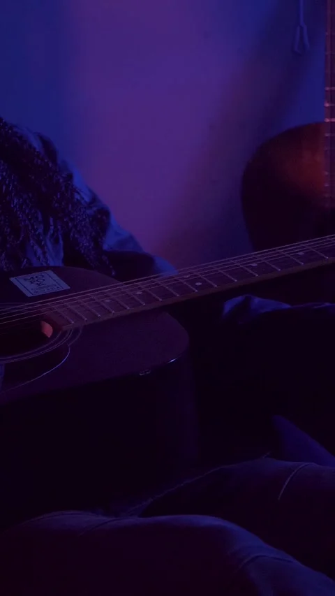 Vertical. The devil monster plays the guitar. A mystical man in a scary mask Stock Footage 302193061