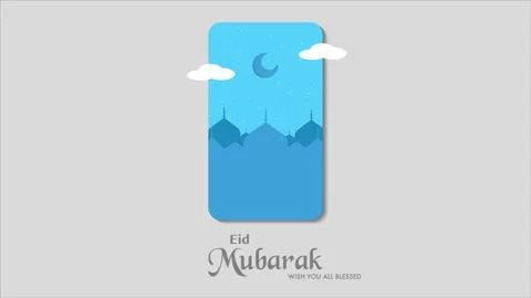 Vertical Digital Greeting Card for Eid Mubarak Mosque Silhouettes 4K Video stock 332158674