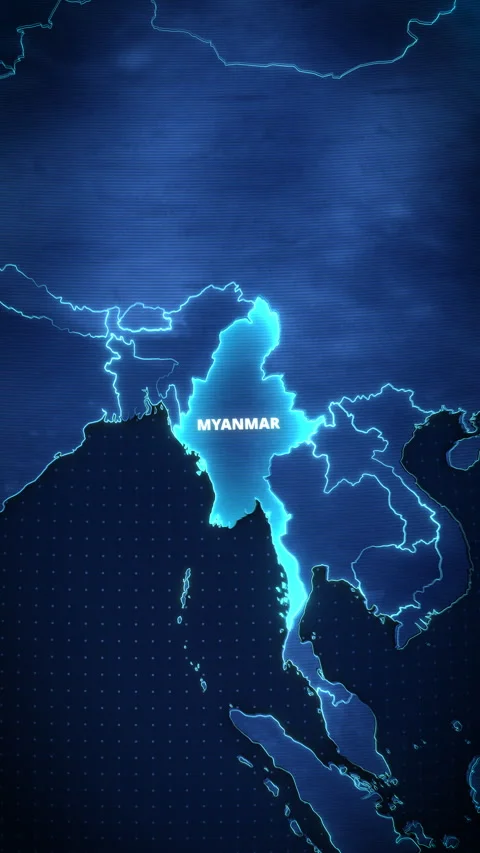 Vertical Digital Map Highlight Of Myanmar Educational Mobile Graphic Stock Footage 338359447