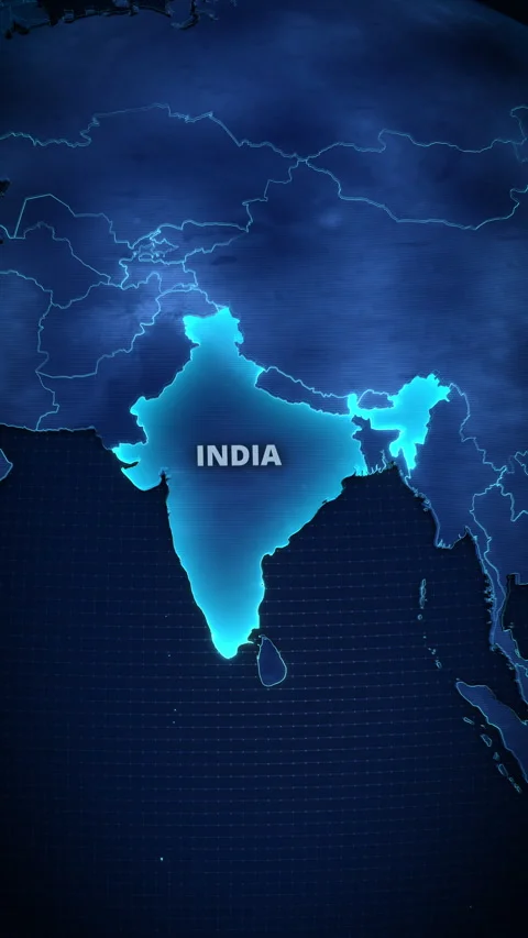 Vertical Digital Map Highlighting India For Global Business News Stock Footage 336566081