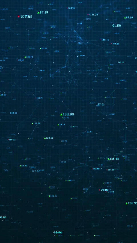 Vertical Digital Plexus Grid Displaying Binary Coding Data Stockbeeldmateriaal 315417615