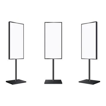 Vertical digital signage stands with blank screens isolated on background. .. 스톡 일러스트