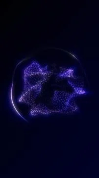 Vertical digital sphere composed of glowing purple and blue particles formi.. イラスト素材