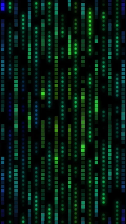 Vertical Digital Squares and Circles Glowing Crawl 4K Loop Stock Footage 302760718