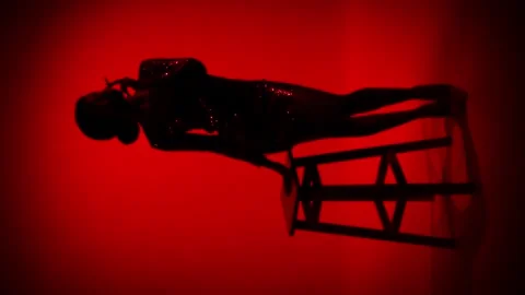 Vertical diva stool smoke cigar bar dance isolated wine color background Stock Footage 166156243