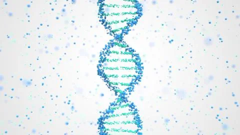 Vertical DNA molecule ball model, 3D rendering Stockillustratie