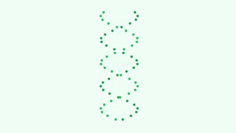 A vertical dna strand structure formed by small green shamrock leaf icons Video stock 335117431