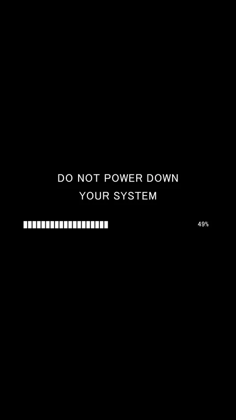 Vertical do not power down your system warning message on black background Stock Footage 337938317