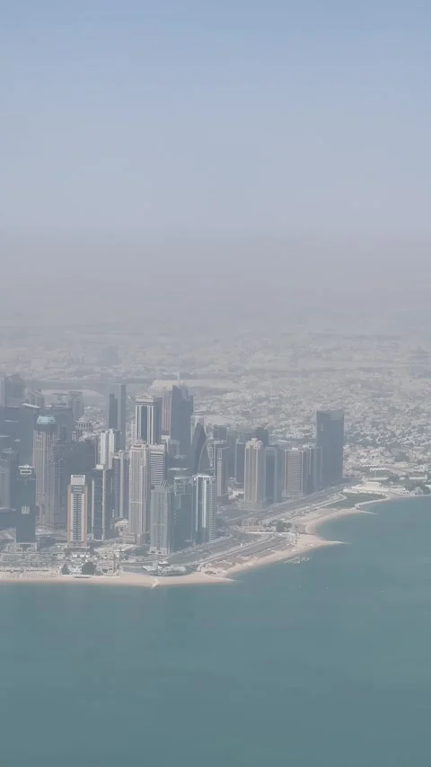 Vertical doha panorama from the plane Stock Footage 254487255