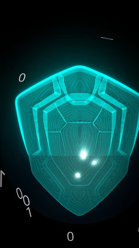 Vertical Dolly Shot Approaching Holographic Security Node, Vertical 9:16 4K Stock-Footage 337225384