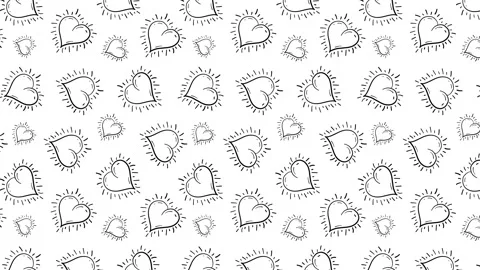 Vertical Doodle Hearts Pattern Vídeo Stock 248391306