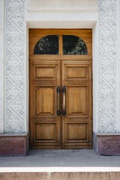 Vertical door front view .Close up Stock Photos