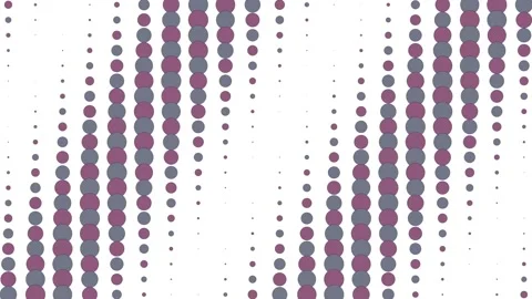 Vertical dot pattern featuring grey and purple dots of varying sizes on white 스톡 동영상 288186525